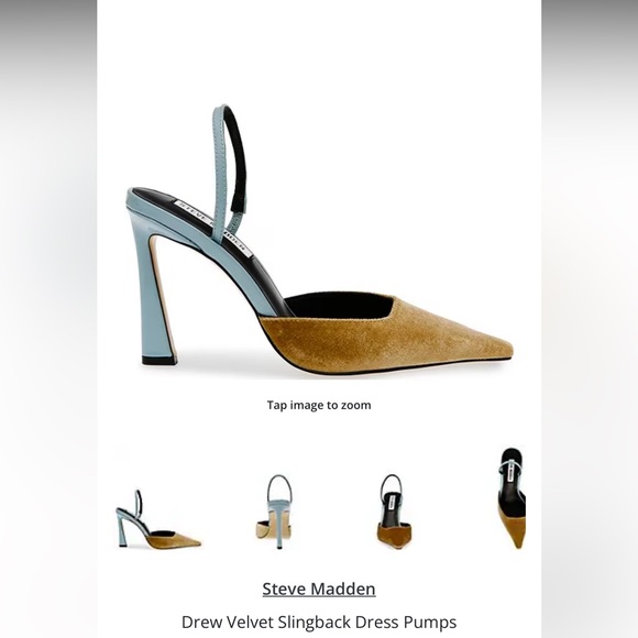 Steve Madden Shoes - NIB Steve Madden The Drew Velvet Slingback Pumps Tan and blue